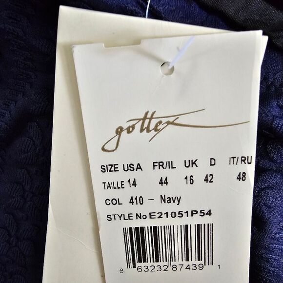 Gottex textured tutti frutti Navy Tab Side textured Hipster Bikini Bottom sz 14 - Picture 3 of 7